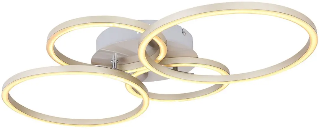 Globo Plafondlamp Nikkel - 4 LED Ringen 3000K