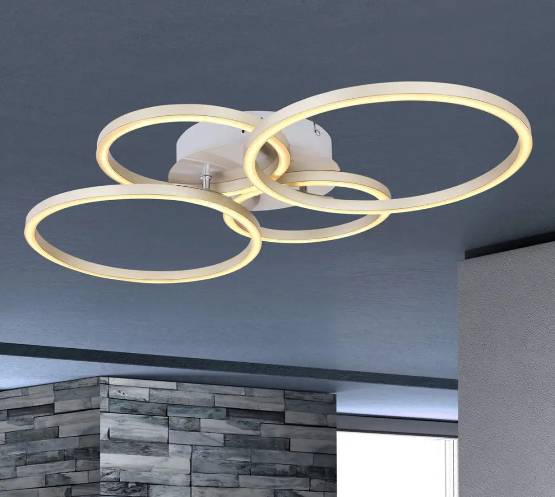 Globo Plafondlamp Nikkel - 4 LED Ringen 3000K