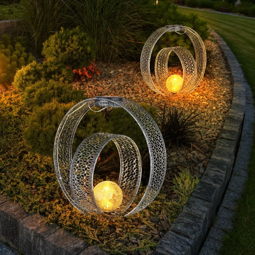 Globo Solarlamp Oosterse Globe - 2700K - Zilver - 2 Stuks