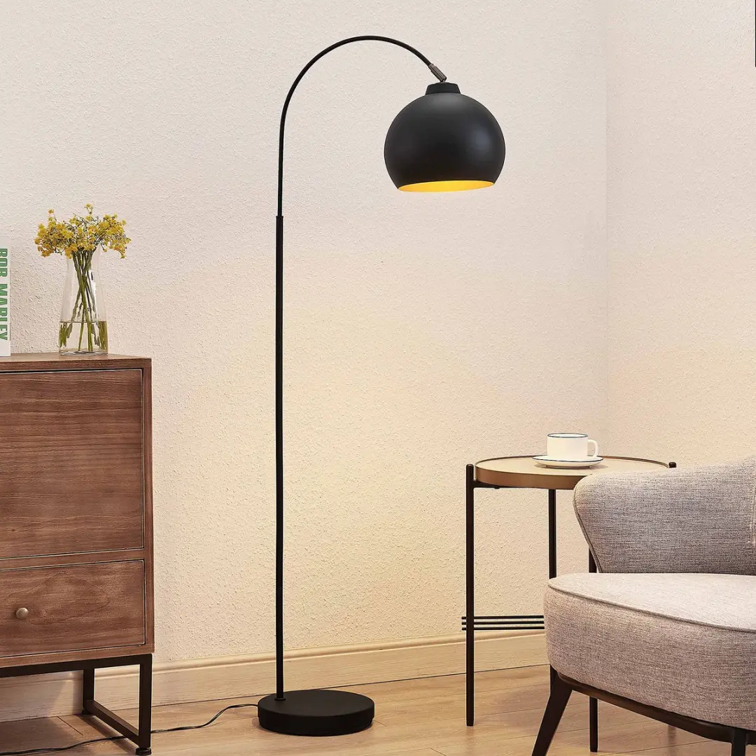 Lindby Booglamp Metaal 148cm - E27 - Zwart/Goud