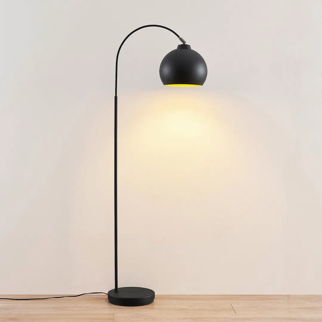 Lindby Booglamp Metaal 148cm - E27 - Zwart/Goud - afbeelding 6 van 6
