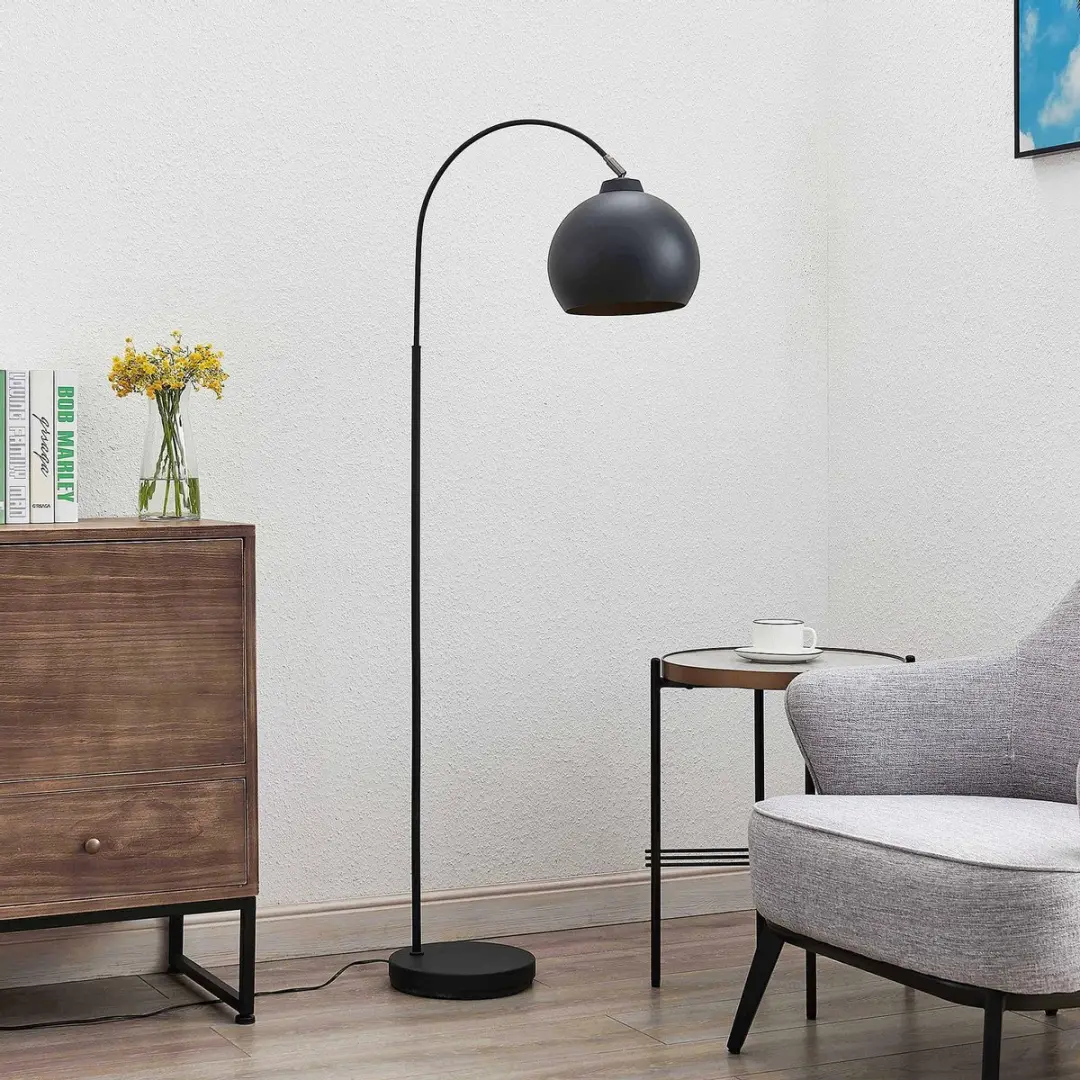 Lindby Booglamp Metaal 148cm - E27 - Zwart/Goud