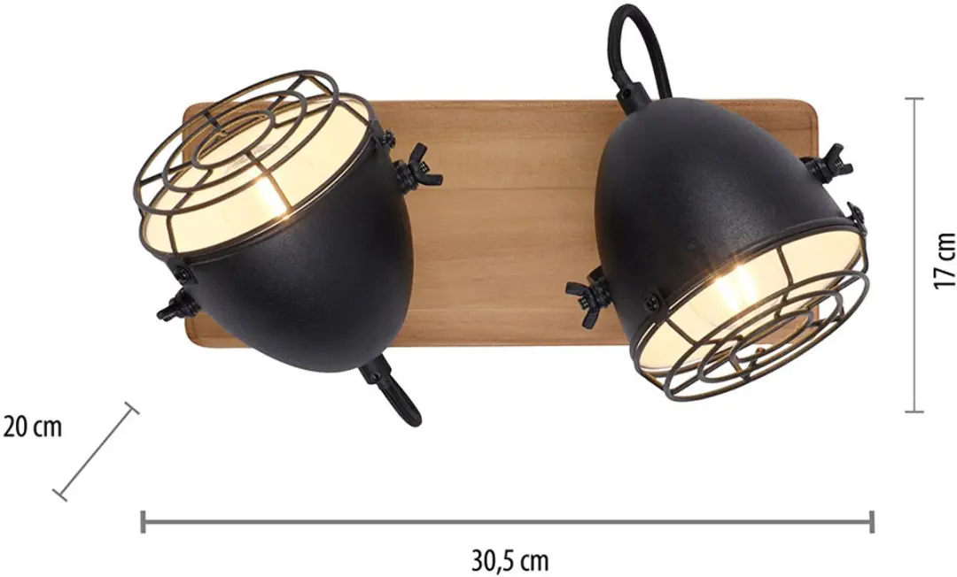 Just Light Plafondlamp 2-lichts Landhuis - 2x E14 - 30,5x17x20cm - Bruin