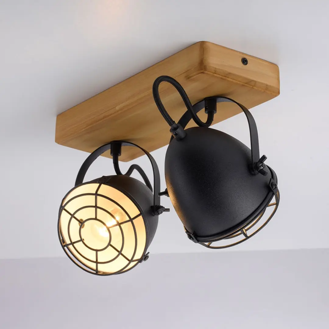 Just Light Plafondlamp 2-lichts Landhuis - 2x E14 - 30,5x17x20cm - Bruin - afbeelding 6 van 6
