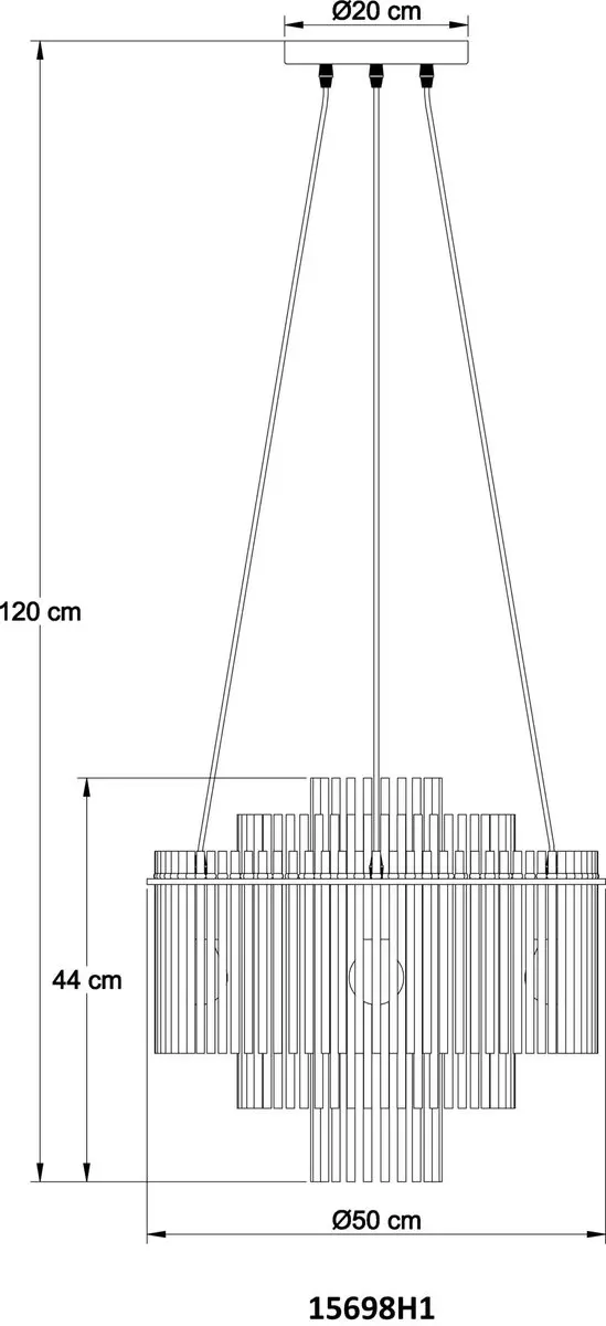 Globo Gorley Hanglamp - 5 Lichtpunten Ø50cm - Zwart