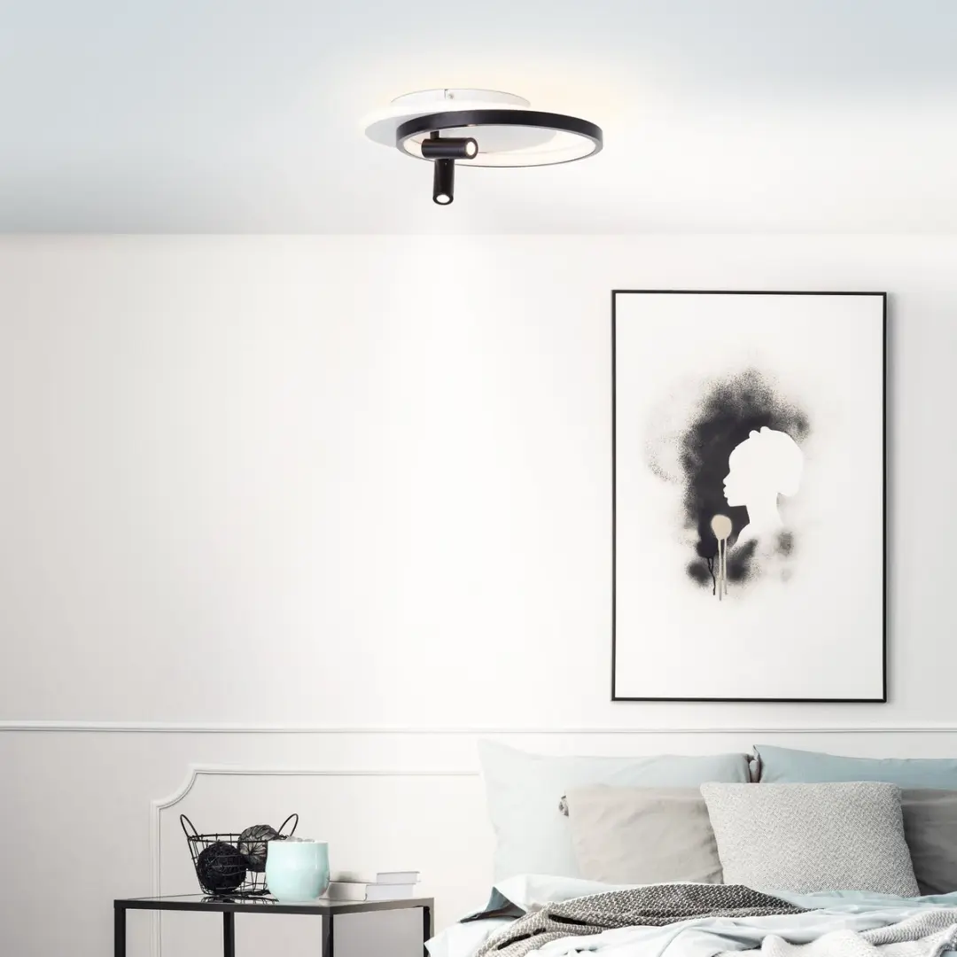 Brilliant Eunomia LED Plafondlamp 30W - 2900lm - 3000K - Zwart/Wit