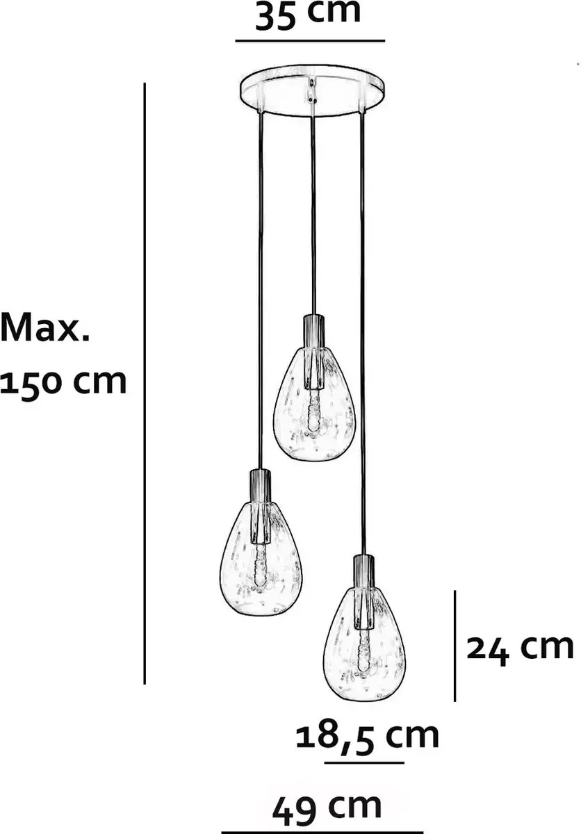Freelight Dorato 3 Hanglamp - Ø35cm - Zwart/Goud