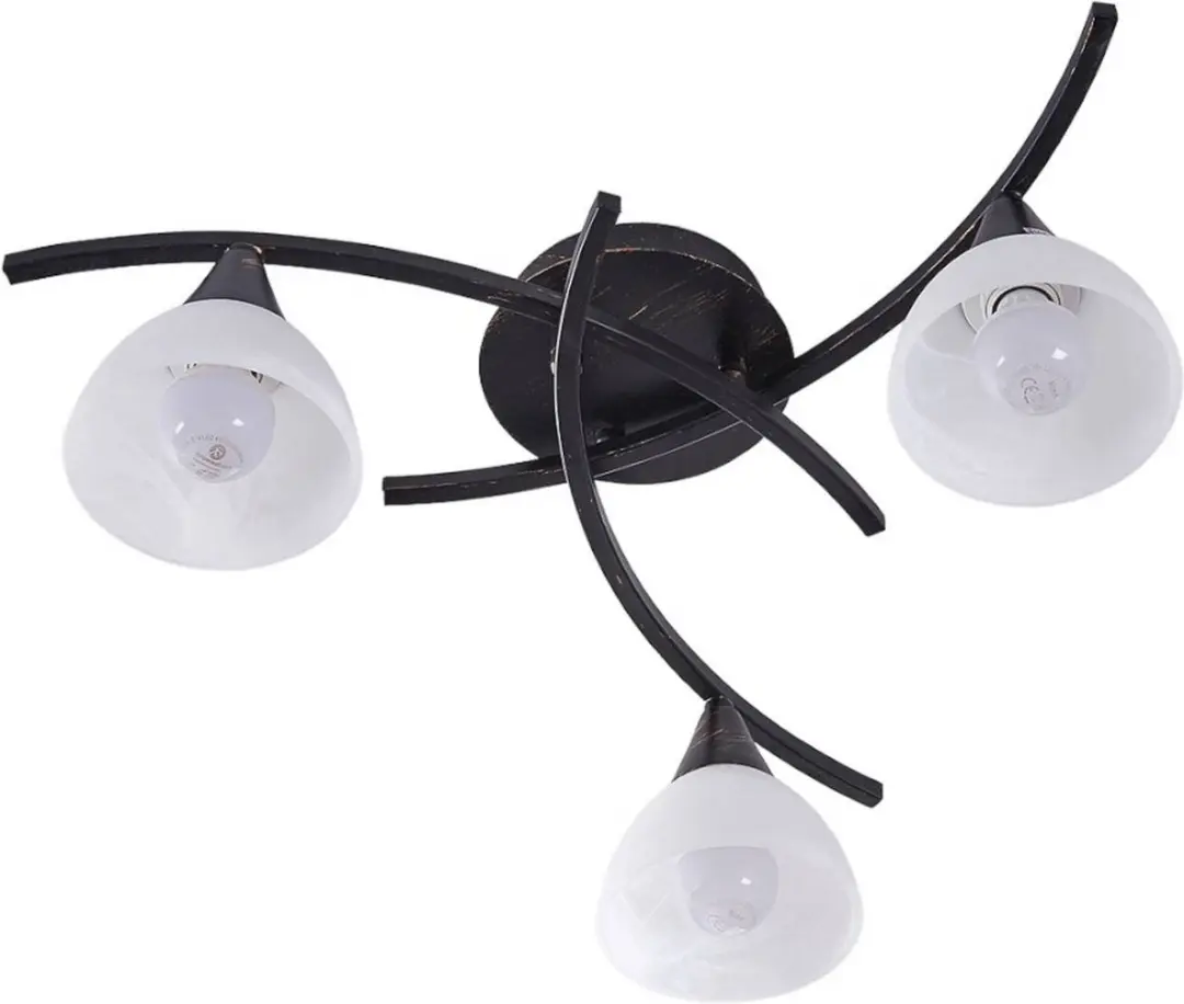 Lindby Della+ Plafondlamp 3-Lichts - Ø57,5cm - Wit/Geborsteld Zwartgoud