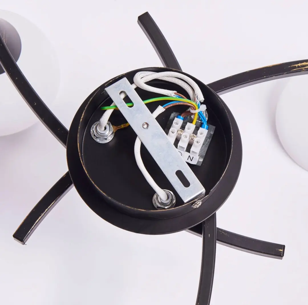 Lindby Della+ Plafondlamp 3-Lichts - Ø57,5cm - Wit/Geborsteld Zwartgoud