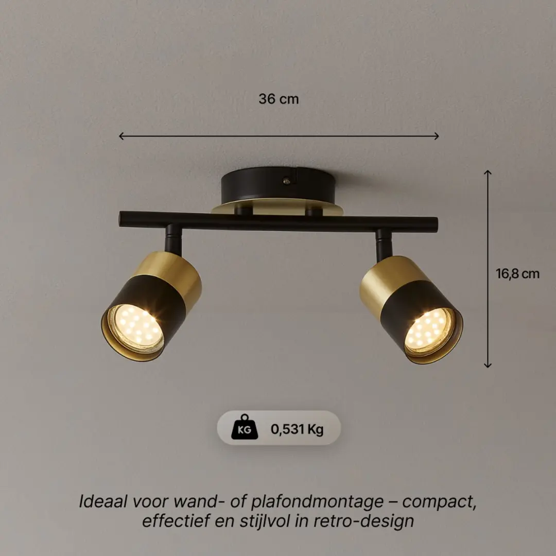 Brilliant Maribel Plafondlamp - Messing