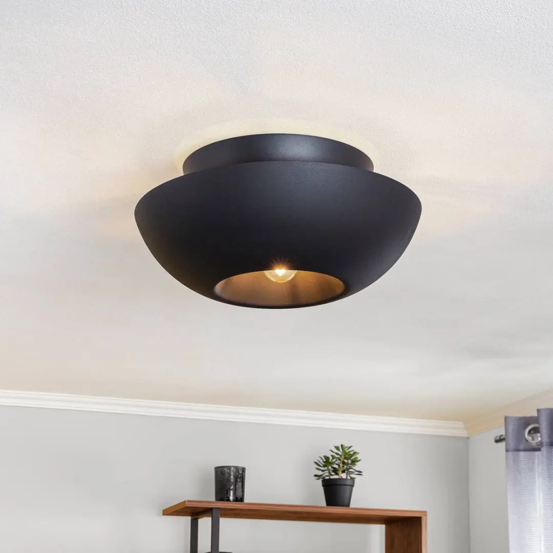 Lucande Plafondlamp Design 1 Licht E27 - 48cm - Zwart
