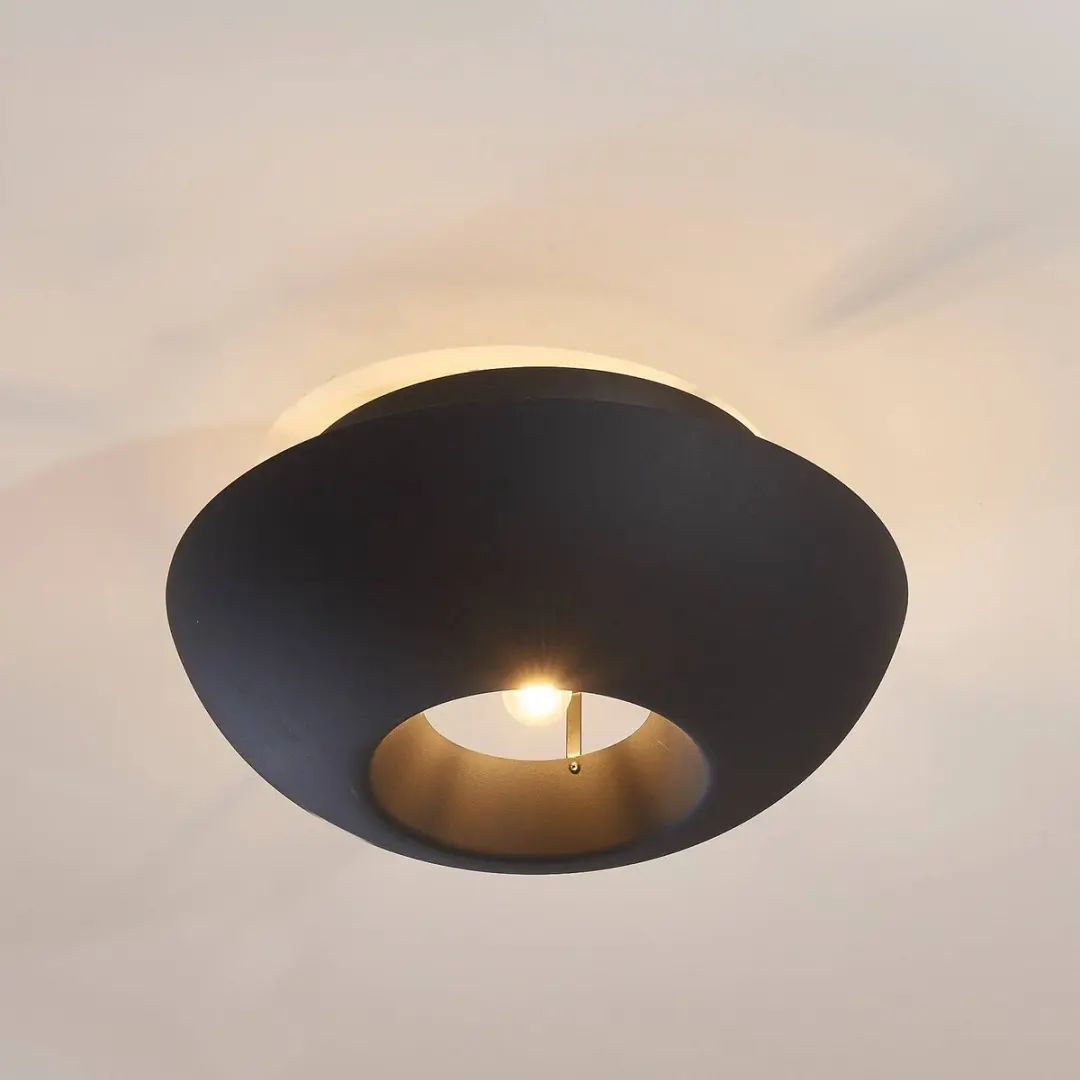 Lucande Plafondlamp Design 1 Licht E27 - 48cm - Zwart