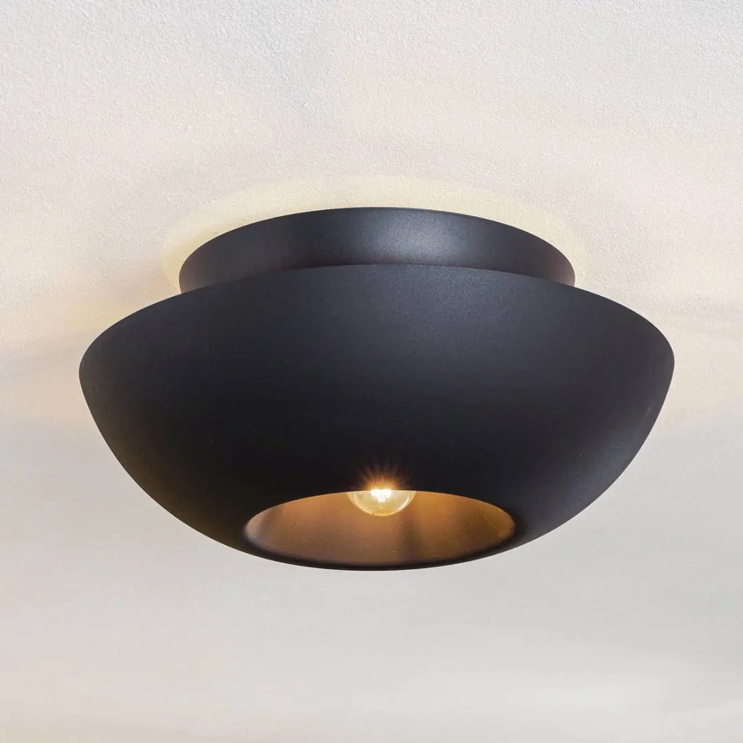 Lucande Plafondlamp Design 1 Licht E27 - 48cm - Zwart
