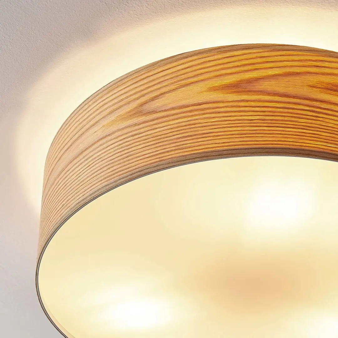 Lindby Plafondlamp Hout 3-Lichts - Ø45cm