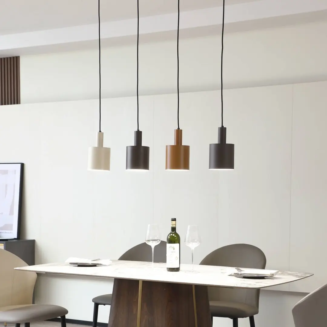 Lindby Hanglamp 4-lichts - 15W - 21,5cm - Donkerbruin/Koffiebruin/Beige