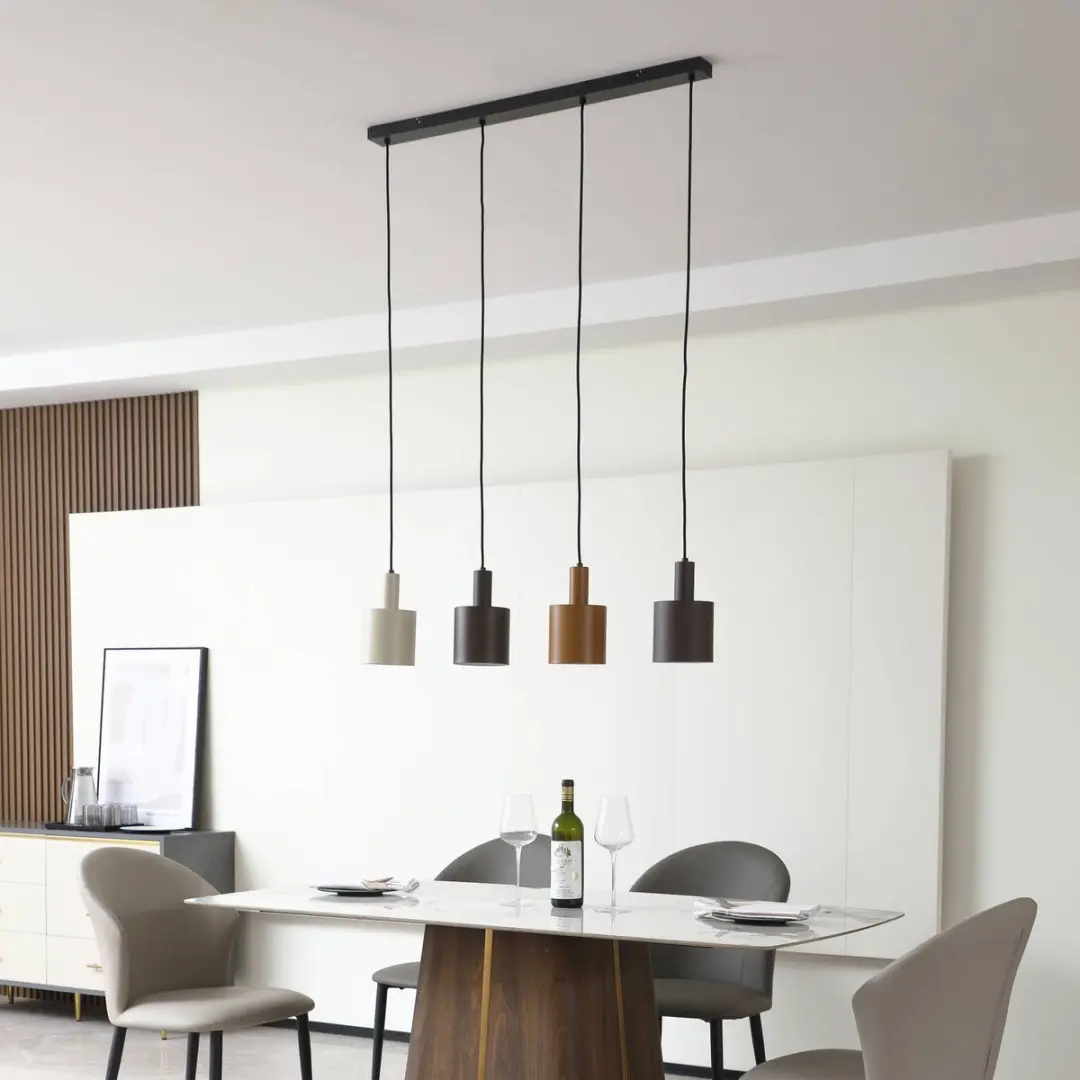 Lindby Hanglamp 4-lichts - 15W - 21,5cm - Donkerbruin/Koffiebruin/Beige