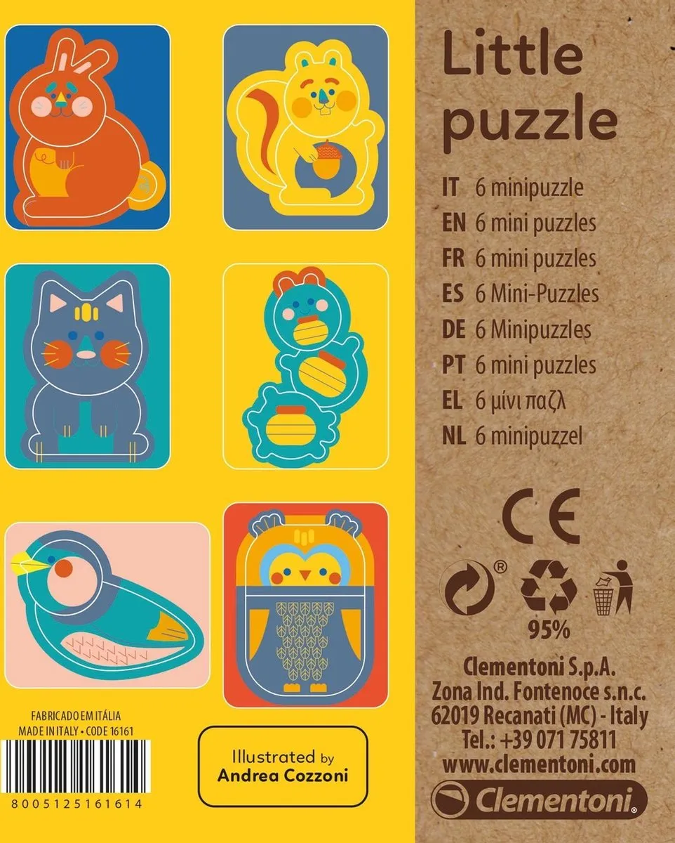 Clementoni Legpuzzel Mini Dieren 6-delig 16161 - 6 Stuks