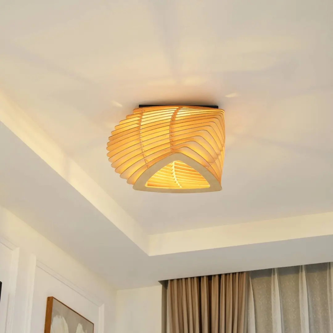 Lindby Plafondlamp Hout Zwart - 1 Lichtpunt E27
