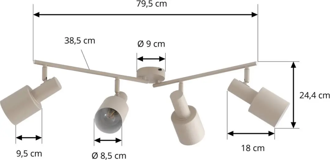Lindby Buitenspot 4-Licht IJzer E27 - 25cm - Beige