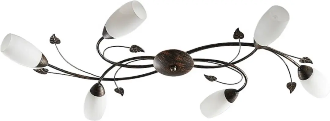 Lindby Plafondlamp 6-Lichts Glas Metaal - Wit/Zwartgoud