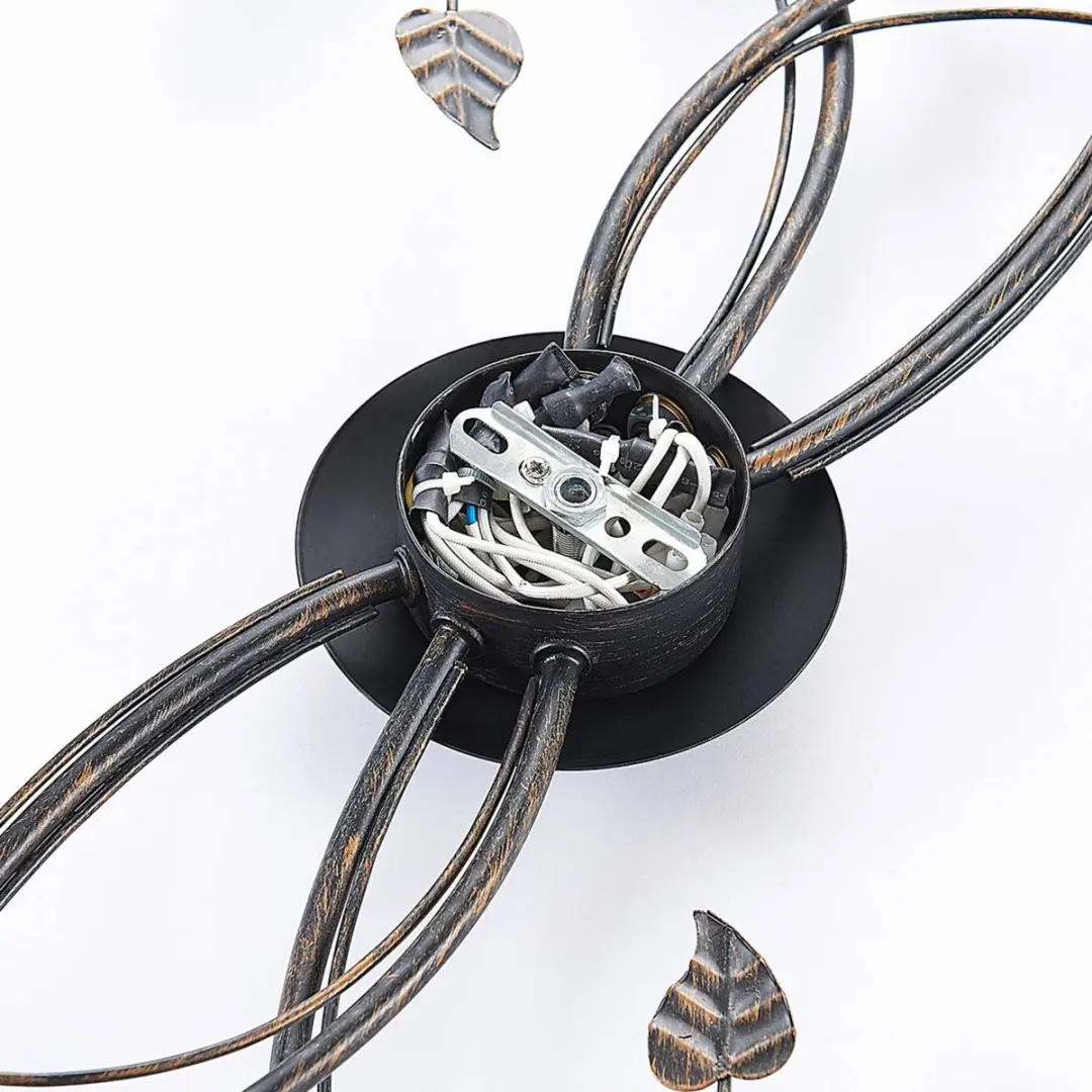 Lindby Plafondlamp 6-Lichts Glas Metaal - Wit/Zwartgoud