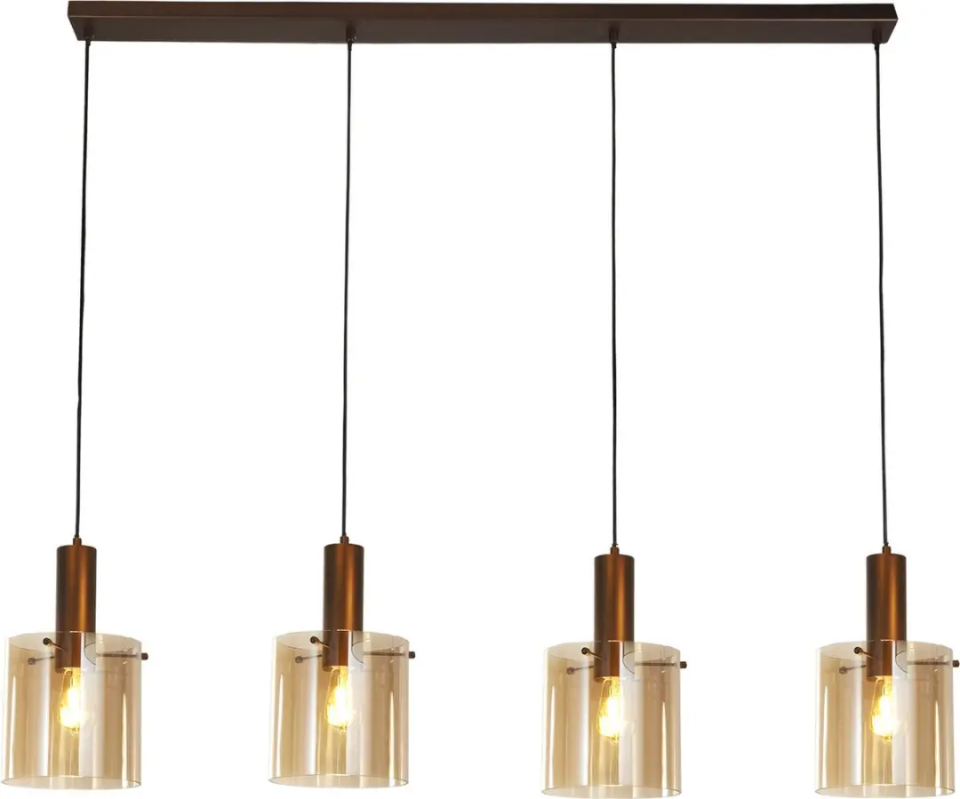 Searchlight Sweden Pendel Hanglamp 4 Lichts Mokka Amber