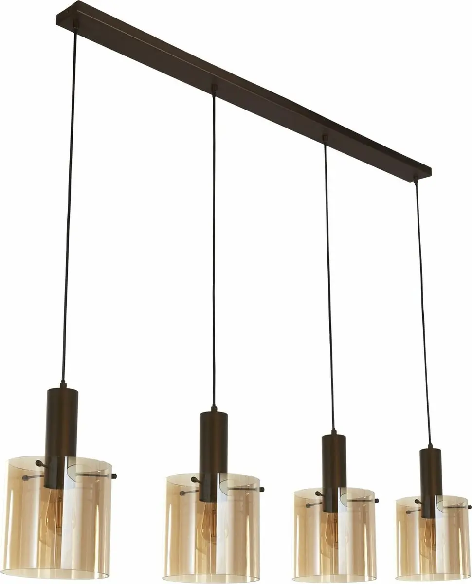 Searchlight Sweden Pendel Hanglamp 4 Lichts Mokka Amber - Zwart