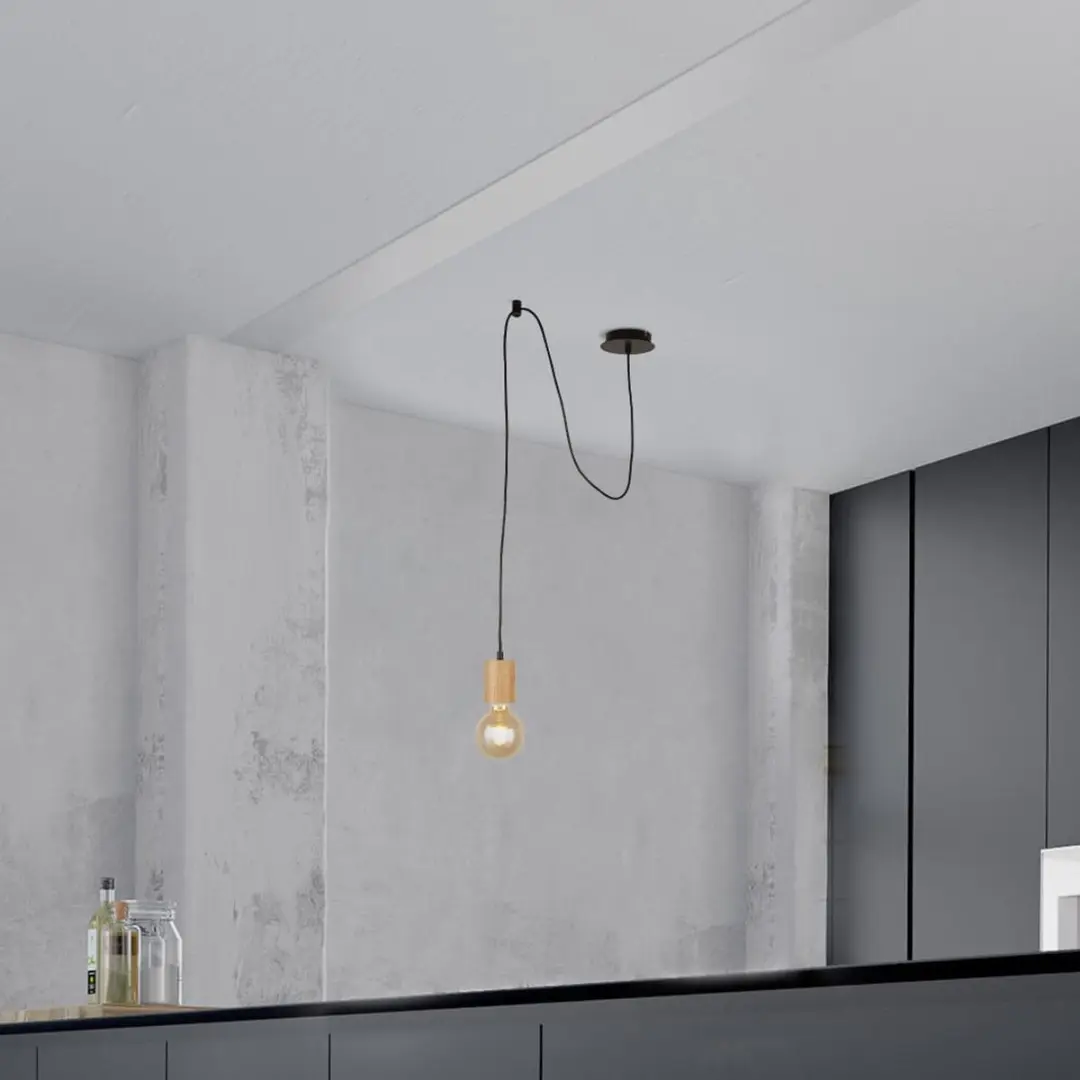 Searchlight Spinny Pendel Hanglamp - Hout/Zwart