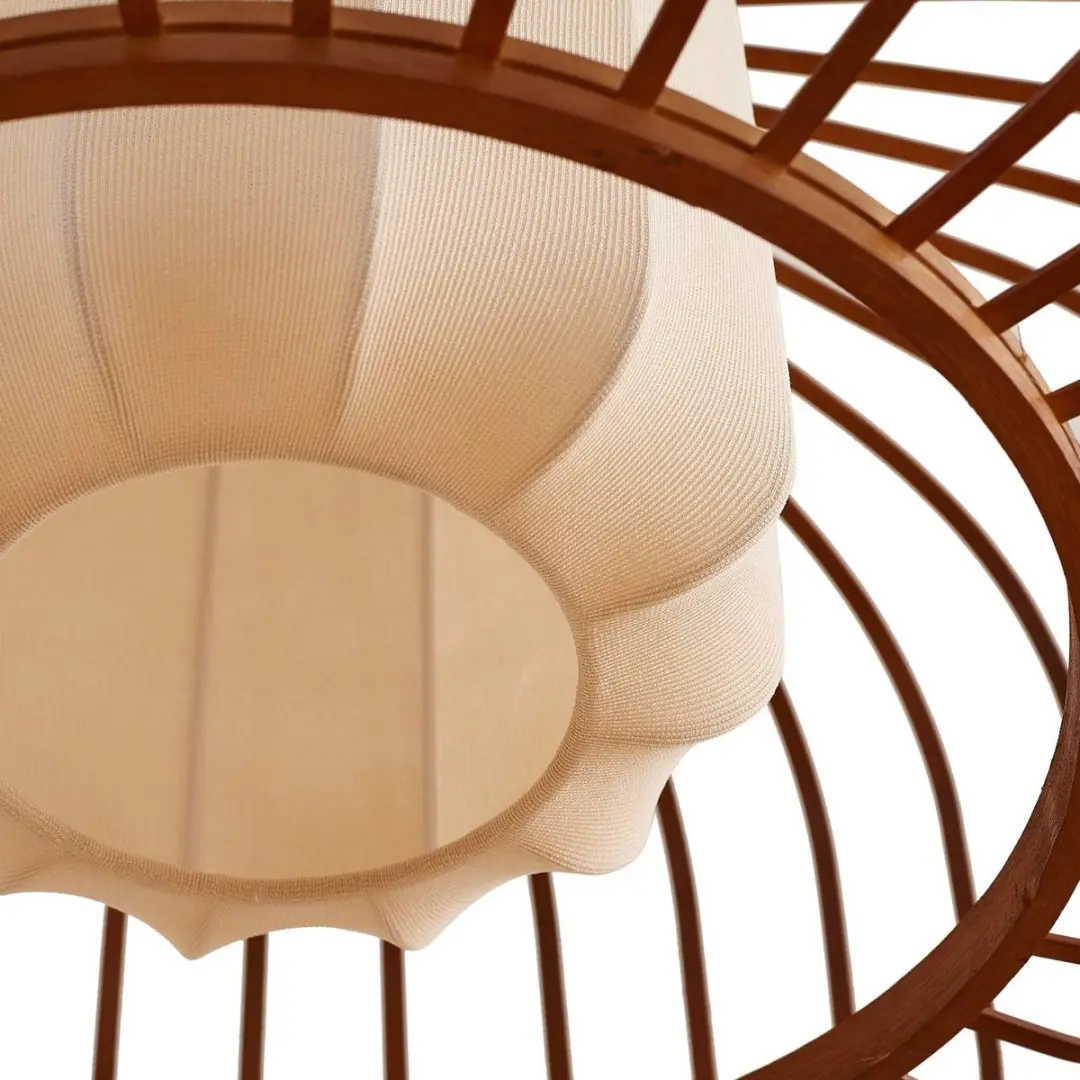 Lindby Hanglamp Bamboe Textiel Metaal 1 Licht