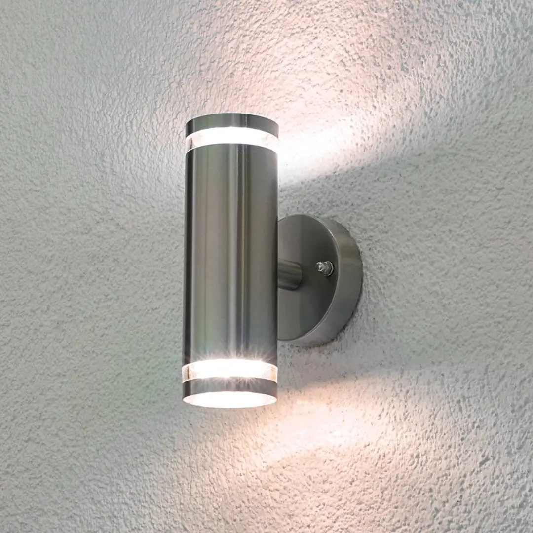 Lindby LED Wandlamp Buiten 2 Lichtpunten - Roestvrij Staal