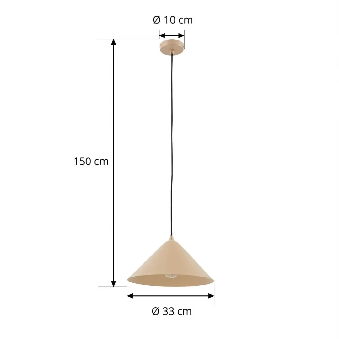 Lindby Hanglamp Metaal 1 Licht E27 - 16cm - Beige
