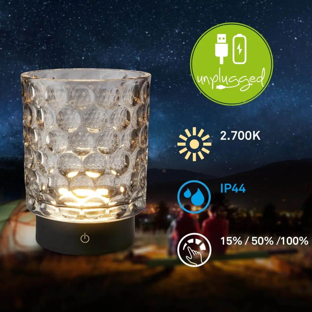 Briloner Sunora Snoerloze LED Tafellamp 7560014 - Dimbaar - IP44 - Grijs