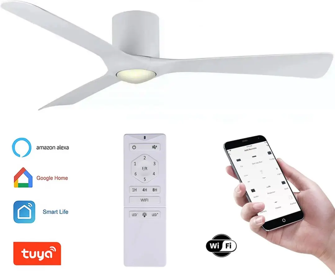 Freelight Storm Plafondventilator LED 132cm - 6 standen - Wit