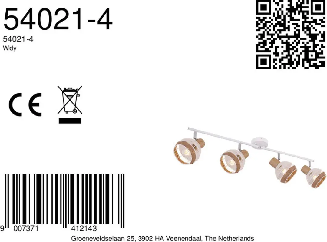 Globo Widy Plafondspot 4xE27 Wit - afbeelding 6 van 6