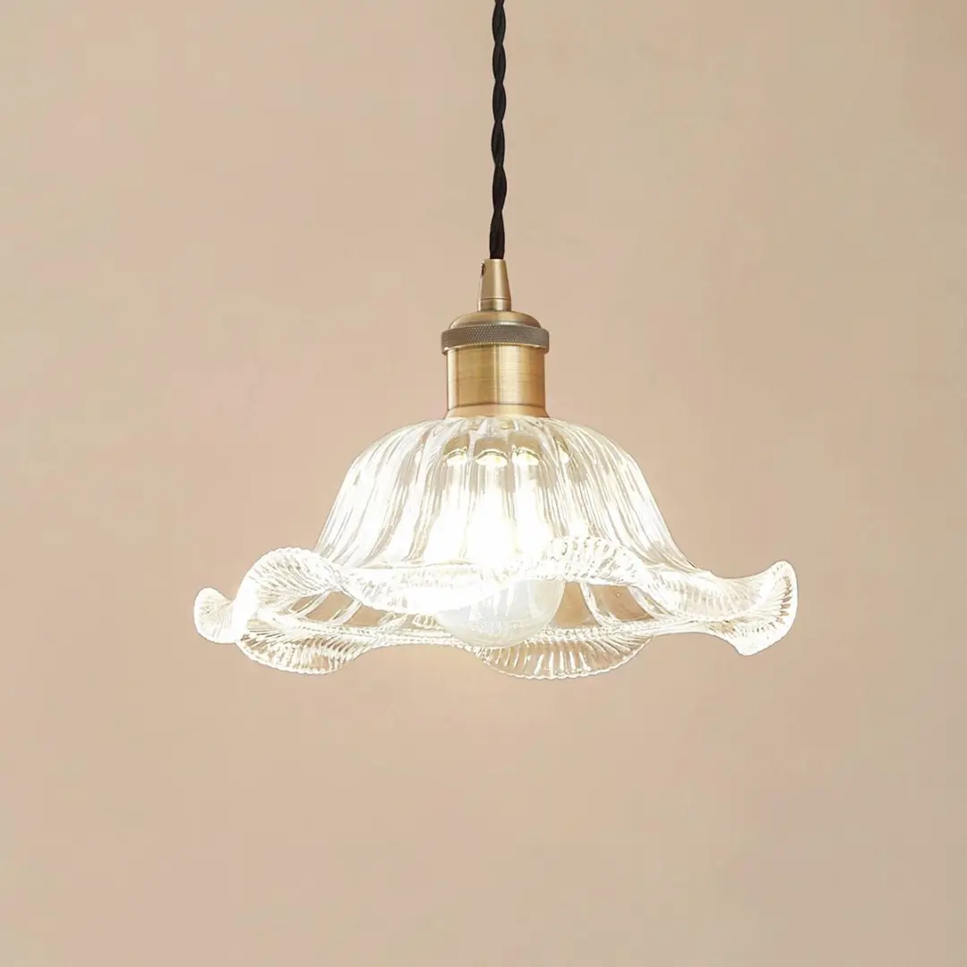 Lindby Hanglamp 1 Licht - Glas/Aluminium - Ø25cm - E27 - Transparant/Messing/Zwart
