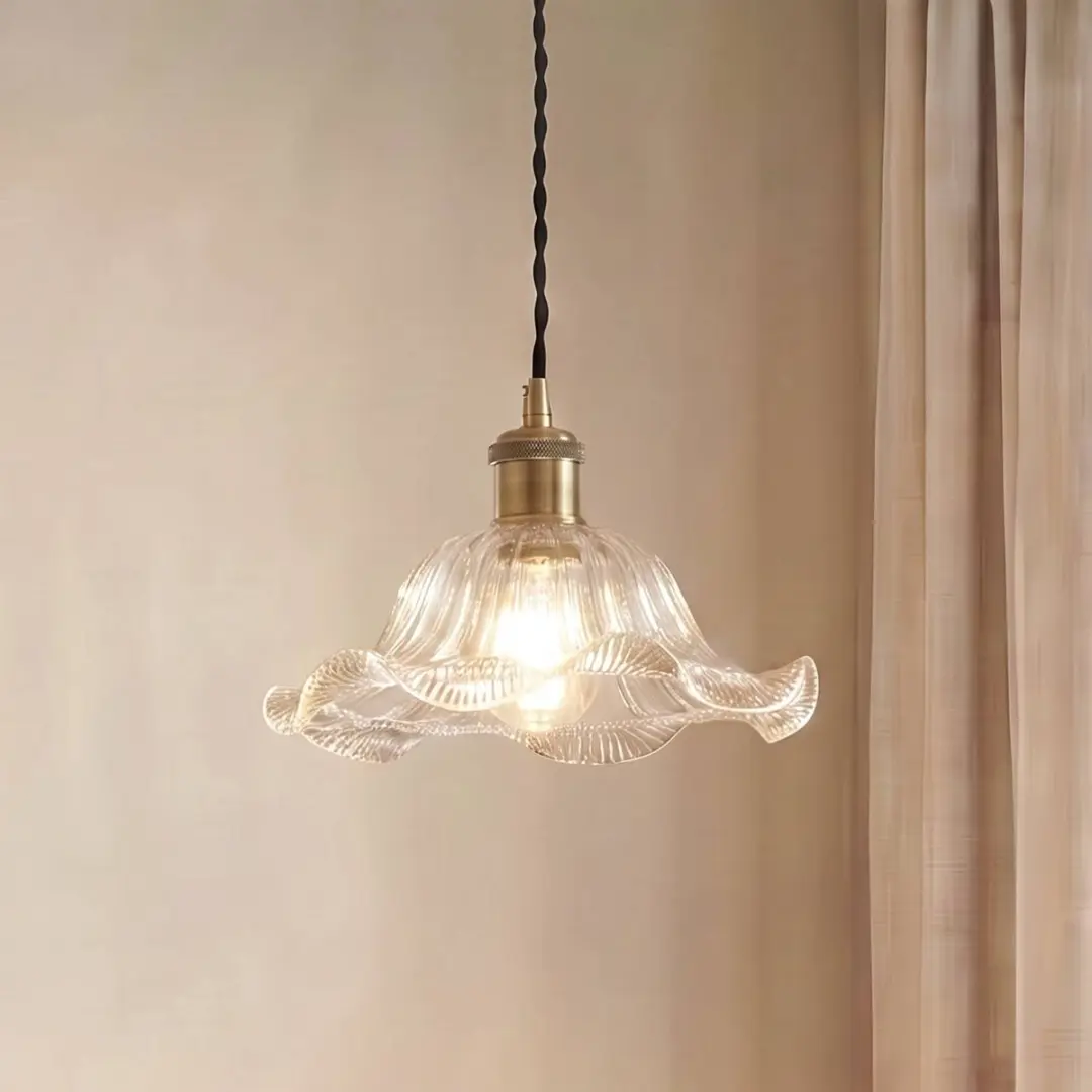 Lindby Hanglamp 1 Licht - Glas/Aluminium - Ø25cm - E27 - Transparant/Messing/Zwart