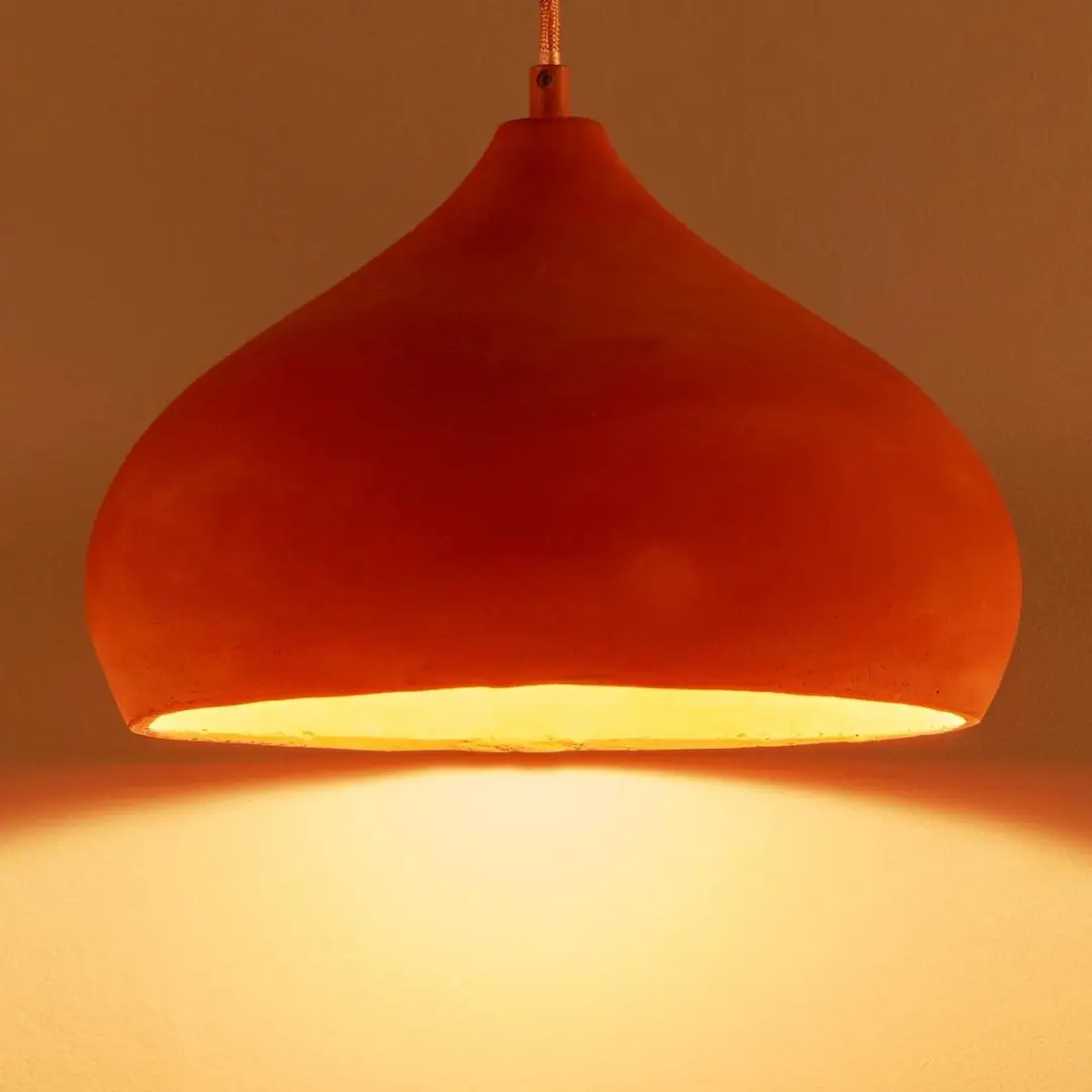 Lindby Hanglamp Beton Metaal 17cm - E27 - Terracotta