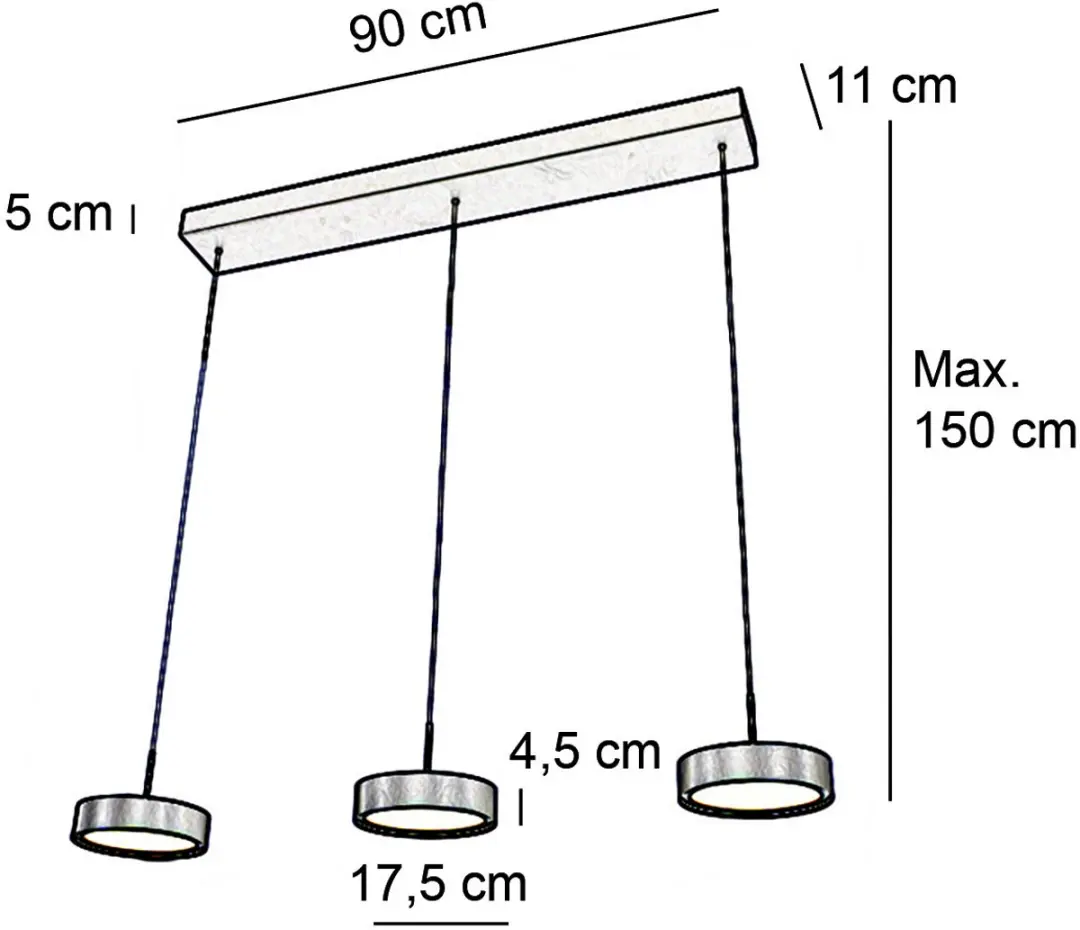 Freelight Hanglamp Alieno 3 Lichts 90cm - Zwart