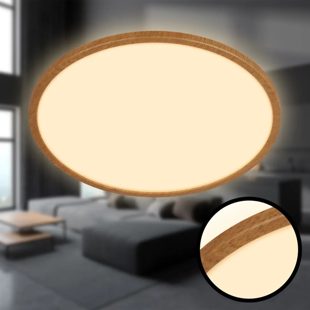 Briloner Tava Wood LED Plafondlamp - Ø42cm 22W