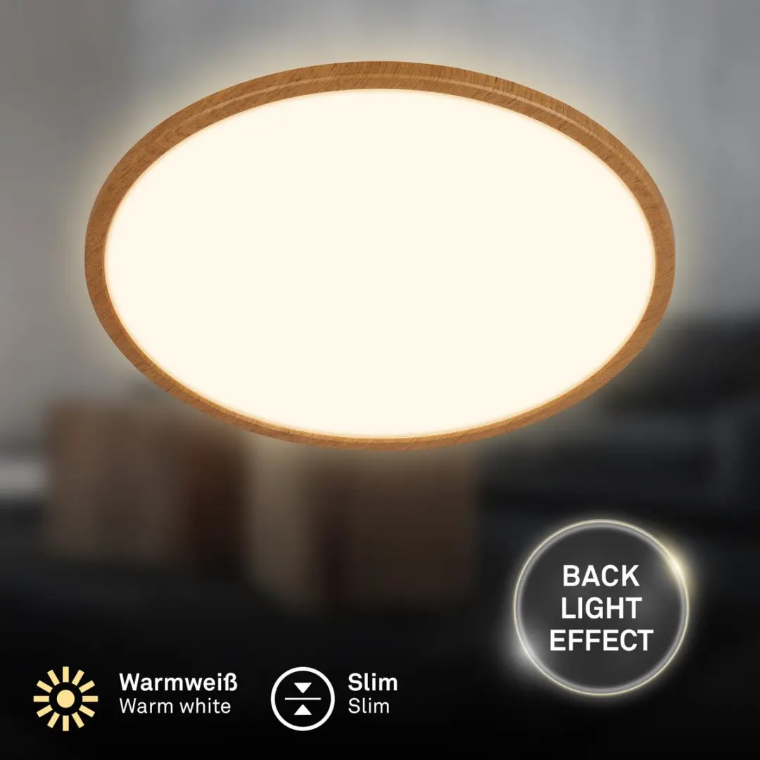 Briloner Tava Wood LED Plafondlamp - Ø42cm 22W