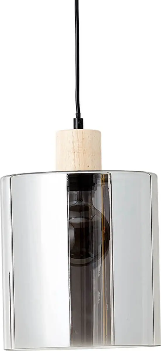 Brilliant Weald Hanglamp 20cm - Zwart/Rook/Hout