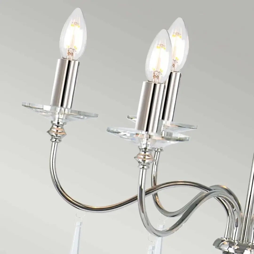 Elstead LED Kroonluchter 6x E14 60W - Polished Nickel