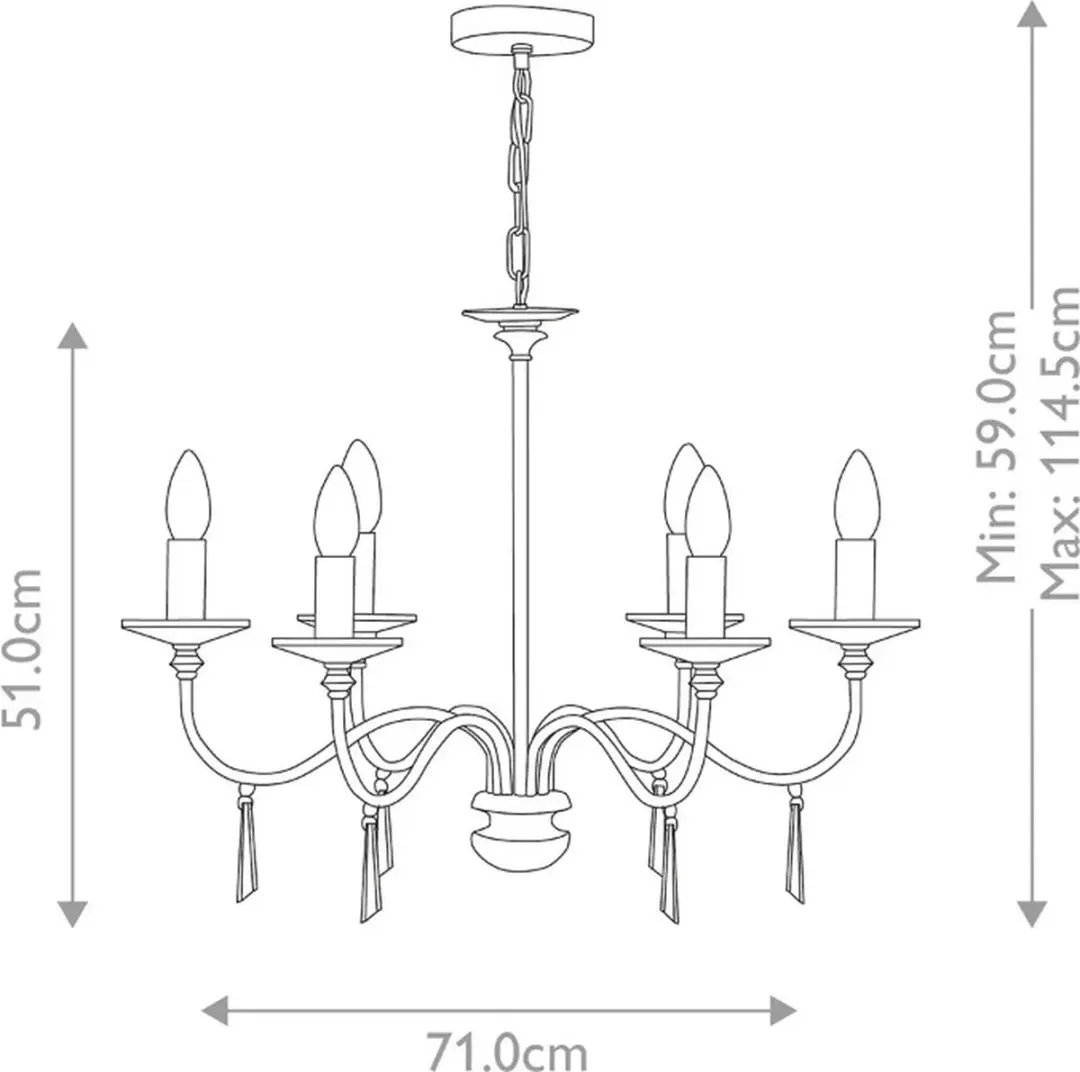 Elstead LED Kroonluchter 6x E14 60W - Polished Nickel