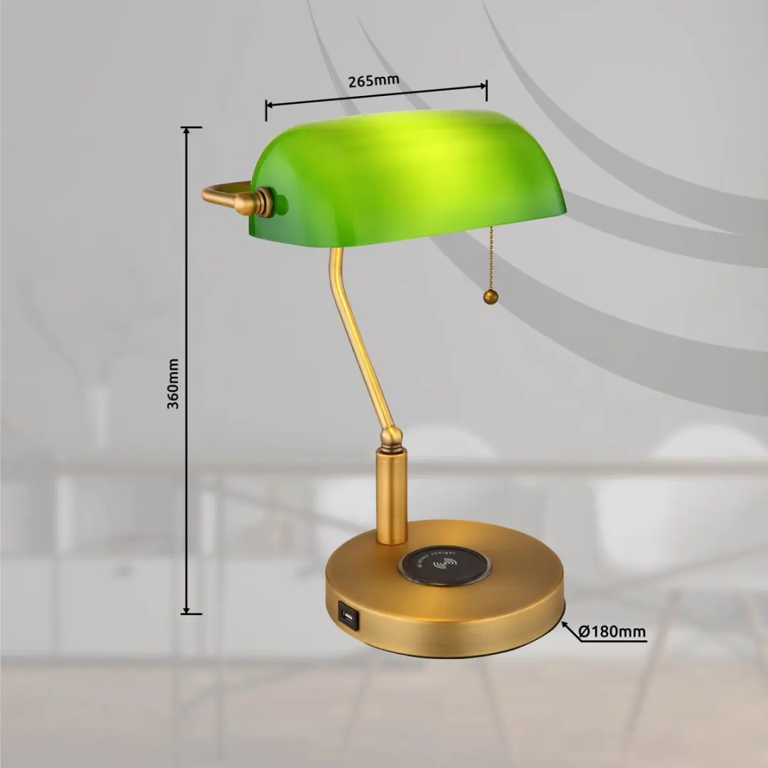 Globo Tafellamp Antique 2491W - Messing - Ø25cm - afbeelding 6 van 6