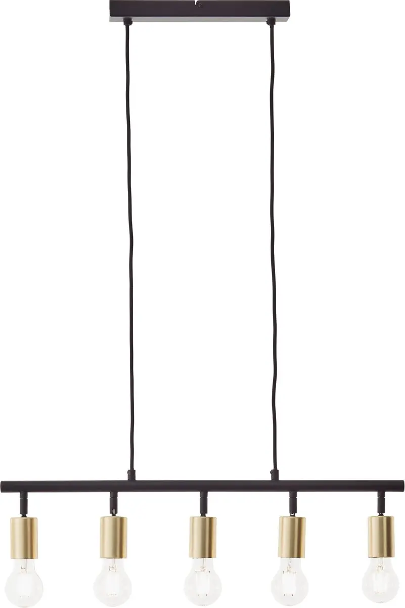 Brilliant Tiffany Bar Hanglamp 5x A60 E27 28W - Mat Zwart/Goud