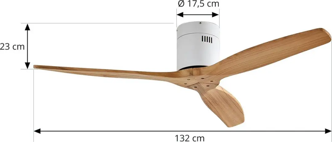 Lucande Plafondventilator 132cm - 3 Bladen - Wit/Lichtbruin