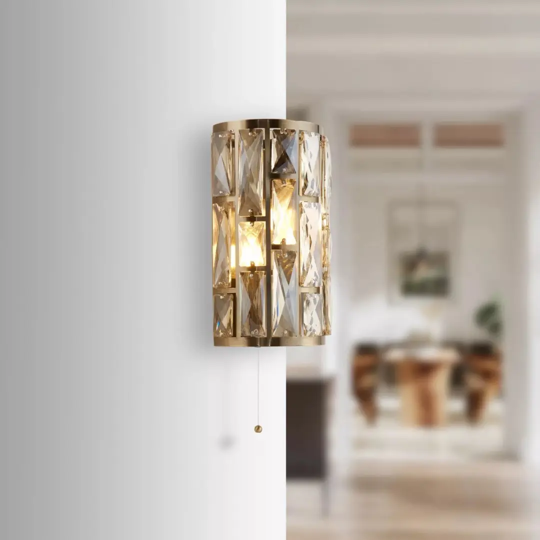 Searchlight Bijou Wandlamp Kristal Messing - 1 Lichtpunt