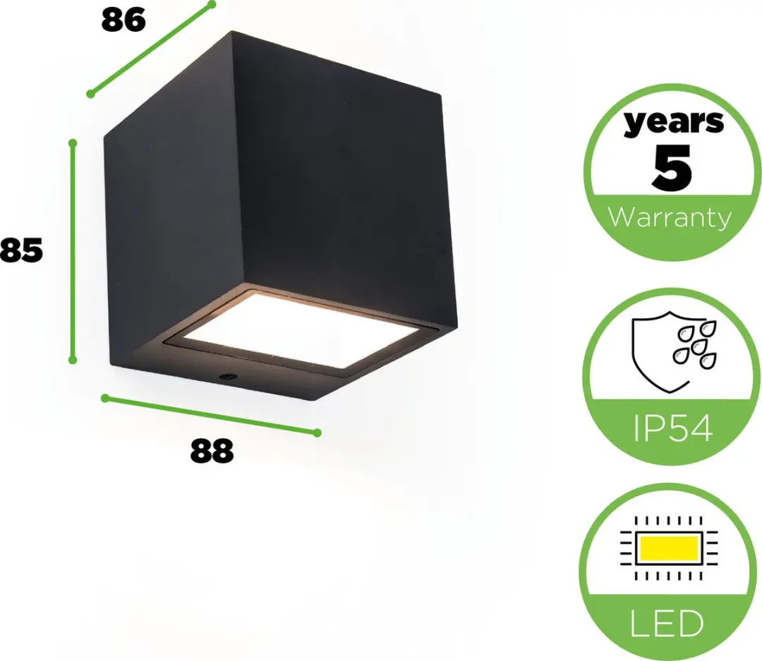LUTEC Gemini LED Wandlamp Buiten - 850 Lm 3000K - Mat Zwart