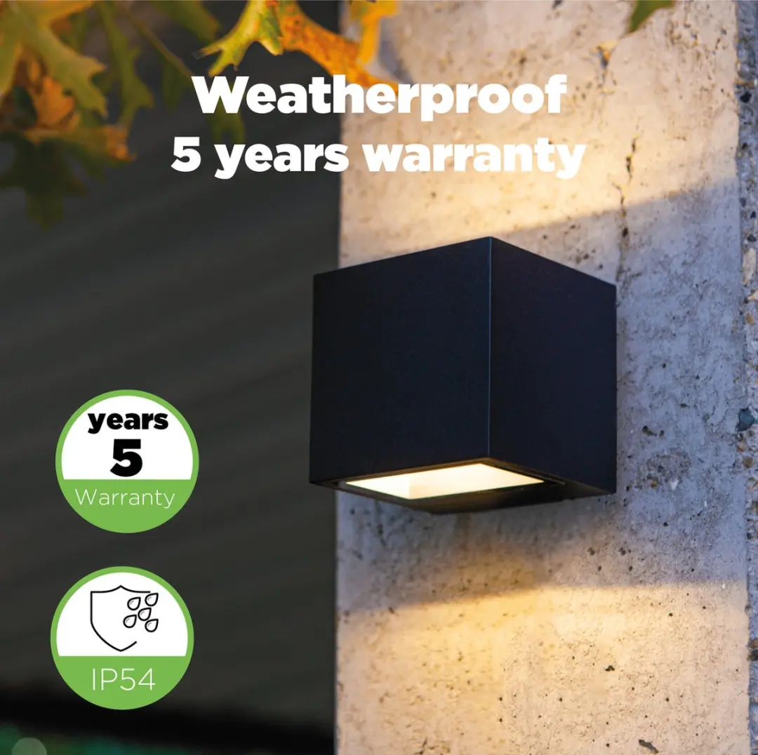 LUTEC Gemini LED Wandlamp Buiten - 850 Lm 3000K - Mat Zwart