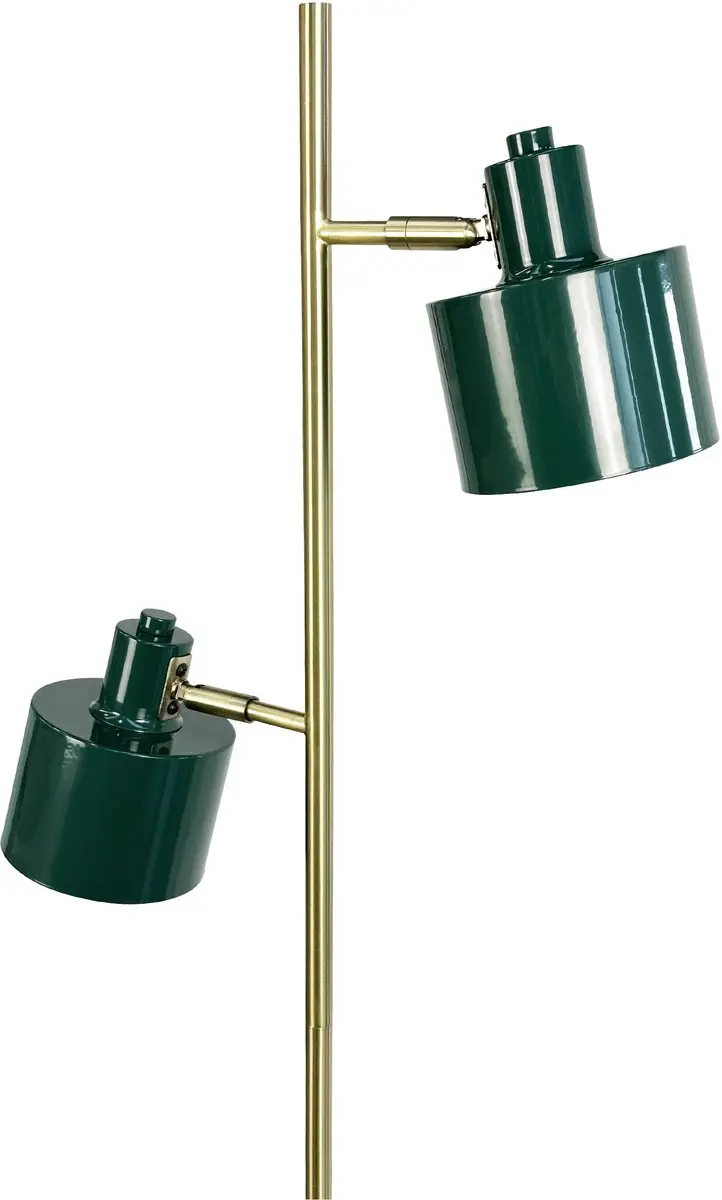 Dyberg Larsen Vloerlamp Ocean H160cm - 2x6W - Donkergroen/Messing